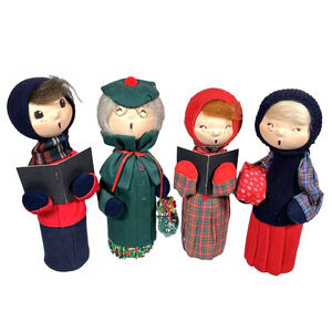 Vintage Charupado Christmas Carolers Girl Boy Doll Figurines Set of 4